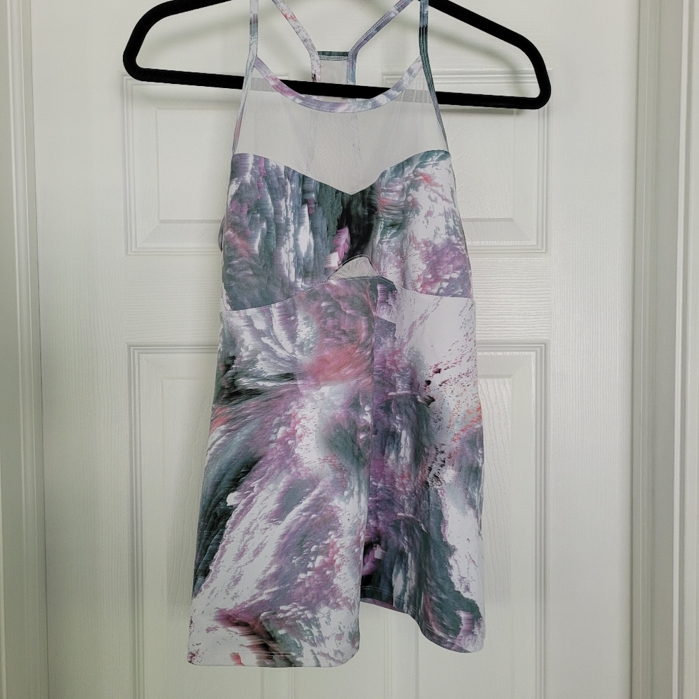 Fabletics multicolor sheer top workout tank size large